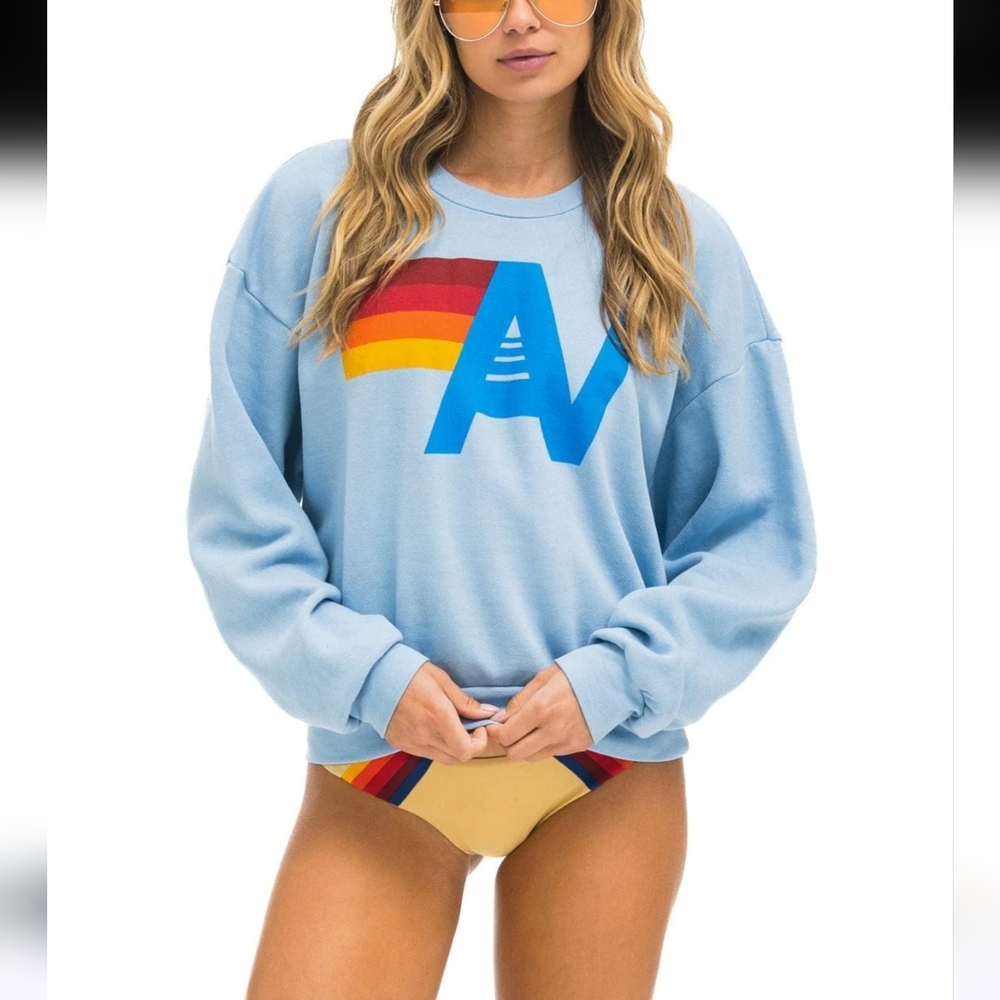 Aviator Nation Relaxed Crewneck Logo Sweatshirt Large